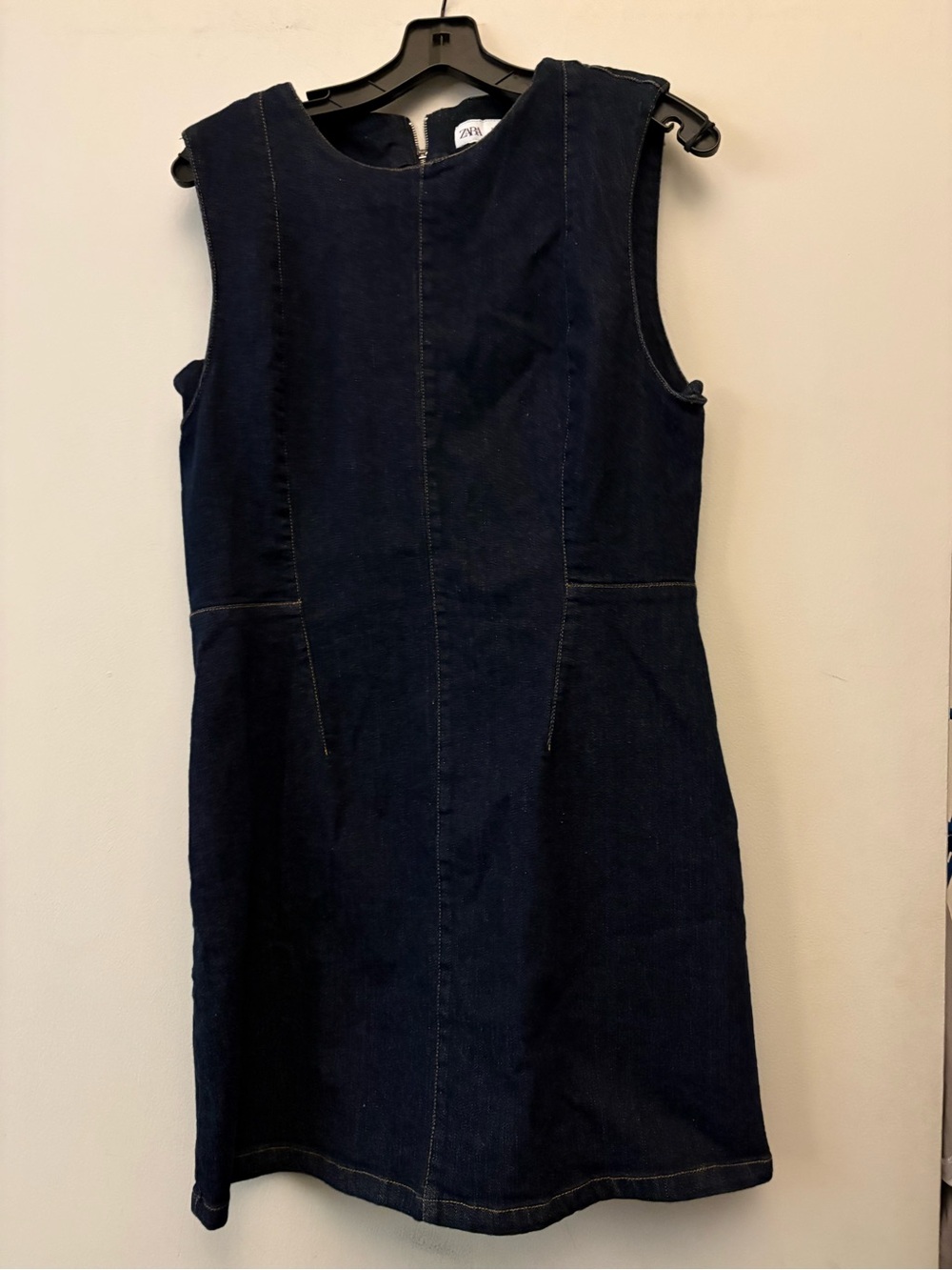 Zara Dark Navy Sleeveless Denim Mini Dress